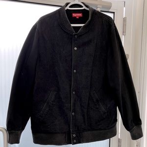 Supreme Denim Twill Varsity Jacket XL black and great condition comfortable 2014